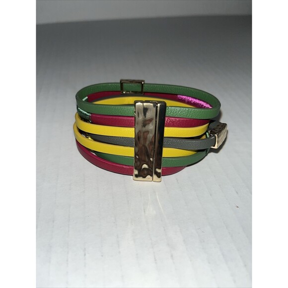 Chico's Leather Multi Color Magnetic Bracelet NWOT - Picture 2 of 4